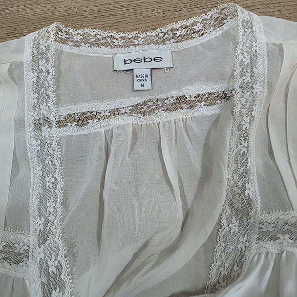 SOLD. Bebe white Vintage Corset style silk lace vneck top - Picture 5 of 5